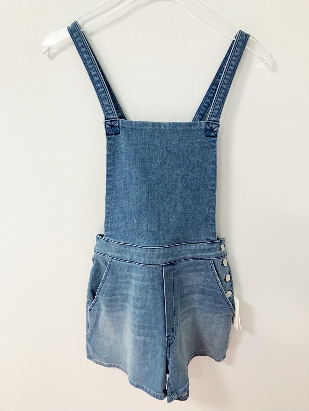 Mother | Blue Swooner Denim Short Overalls 27 Boho Casual Cowgirl Summer Western